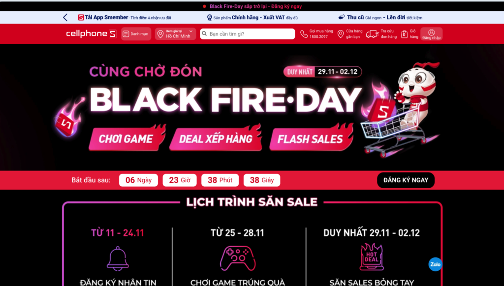 cellphoneS rục rịch chuẩn bị cho Black Friday