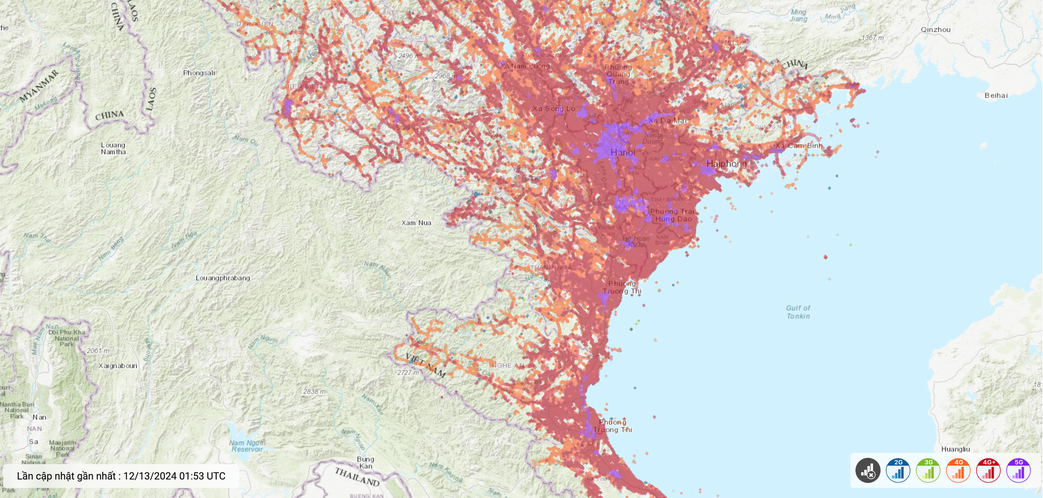 Bản đồ phủ sóng 5G miền Bắc