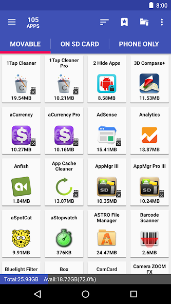 AppMgr Pro III (App 2 SD) - quản lý ứng dụng android